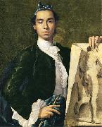 Luis Egidio Melendez Detail of Self-portrait Holding an Academic Study. oil